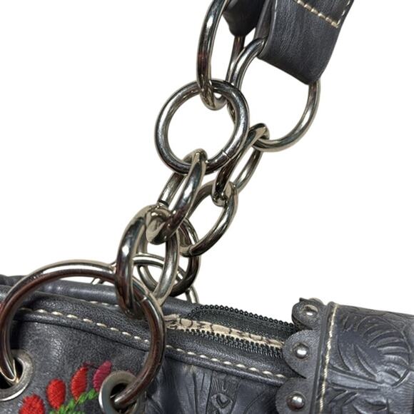 Montana West Floral Embroidered Silver Studded Boho Western Handbag Purse - Picture 5 of 13
